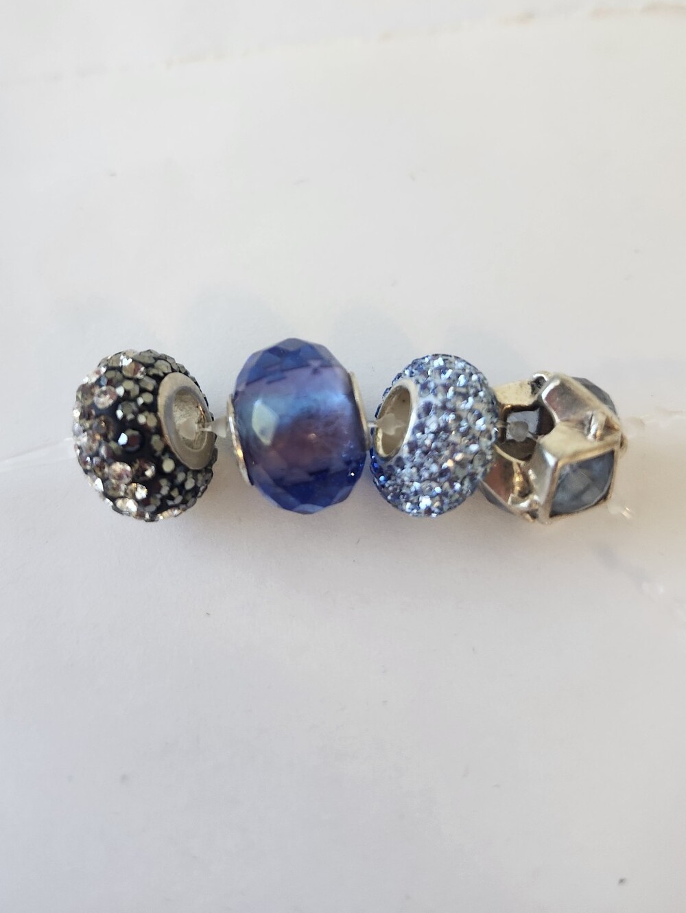 Sterling Silver European Bracelet Charms, Blues, Set Of 4